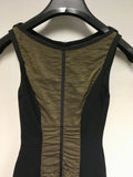 KAREN MILLEN BLACK & BRONZE PANEL TRIM BODYCON DRESS SIZE 8