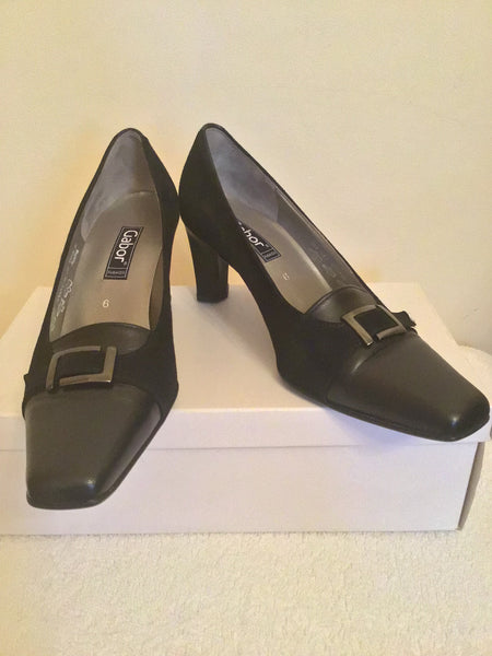 BRAND NEW GABOR BLACK SUEDE & LEATHER HEELS SIZE 6/39