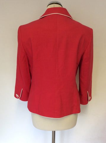 LAURA ASHLEY OCCASIONS CORAL RED LINEN BLEND JACKET SIZE 14