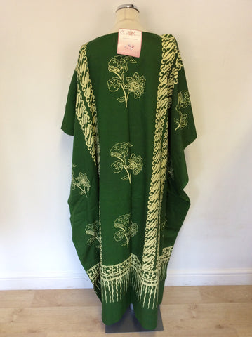 BRAND NEW COOL KAFTAN GREEN PRINT LONG COTTON KAFTAN ONE SIZE