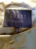 COAST COUTURE MOCHA SILK APPLIQUÉ FLOWER TRIM DRESS SIZE 10