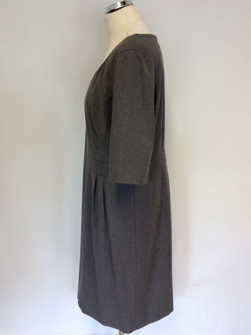 JAEGER GREY SHORT SLEEVE PENCIL DRESS SIZE 14
