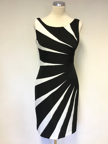 ADRIANNA PAPELL BLACK & WHITE SLEEVELESS PENCIL DRESS SIZE 8/10
