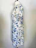HOBBS MULTICOLOURED FLORAL PRINT SHORT SLEEVED SHIFT DRESS SIZE 14
