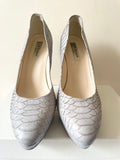 LK BENNETT ANDIE BIRCH (LIGHT GREY SNAKESKIN LEATHER PLATFORM SOLE HIGH HEELS SIZE 7.5/41