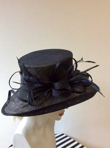 BRAND NEW MAX & ELLIE NAVY BLUE COIL & FEATHER TRIM  FORMAL HAT
