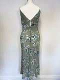 WHISTLES EXPRESS GREEN & BLUE FLORAL PRINT SILK STRAPPY SLIP DRESS SIZE 10