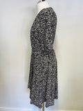LAUREN BY RALPH LAUREN BLACK & WHITE PRINT SHORT SLEEVE WRAP DRESS SIZE 10