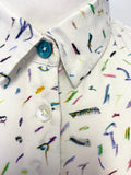 PAUL SMITH WHITE & MULTI COLOURED SPLASH PRINT SHIRT WITH SILK SIZE 40 UK 12