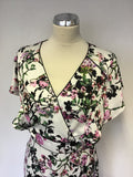 BRAND NEW PHASE EIGHT WHITE WITH FLORAL PRINT DRESS SIZE 14