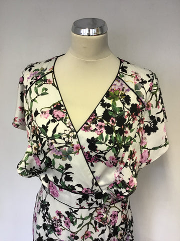 BRAND NEW PHASE EIGHT WHITE WITH FLORAL PRINT DRESS SIZE 14