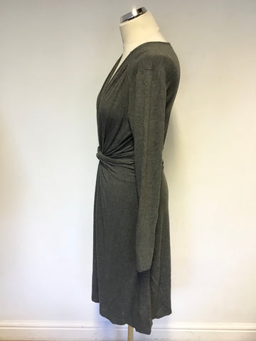 PAUL SMITH BLACK, GREY LONG SLEEVE STRETCH JERSEY DRESS SIZE L