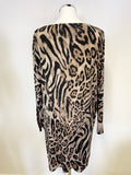 ISLE JACOBSEN BROWN LEOPARD PRINT LONG SLEEVE TUNIC TOP SIZE M