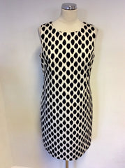 BRAND NEW DONNA KARAN BLACK & IVORY PRINT SHIFT DRESS SIZE 10 UK 14
