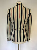 JACKS WILLS FABULOUSLY BRITISH LIGHT GREY,NAVY & RED STRIPE WOOL BLEND JACKET SIZE 10