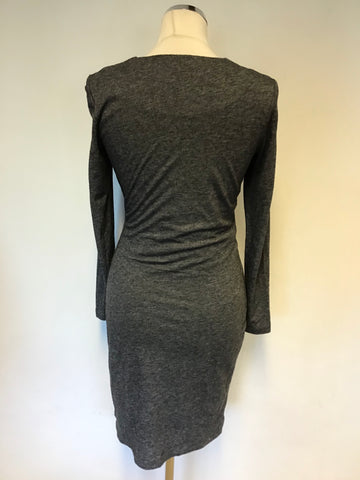 WHISTLES ISABELLA GREY MARL JERSEY BODYCON DRESS SIZE 8