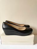 HOBBS BLACK LEATHER PLATFORM SOLE WEDGE HEELS SIZE 7/40