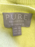 PURE COLLECTION LEMON 100% CASHMERE CROPPED CARDIGAN SIZE 6