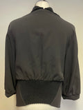 CREA CONCEPT BLACK WOOL PART KNIT 3/4 SLEEVE LIGHTWEIGHT JACKET SIZE 38 UK 12