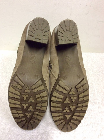 BRAND NEW REIKER LIGHT BROWN LEATHER FLEECE LINED ANKLE BOOTS SIZE 5/38