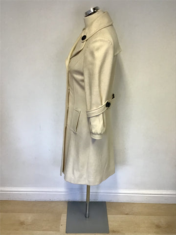 EDINA RONAY CREAM WOOL BLEND DOUBLE BREASTED COAT SIZE 12