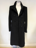 HOBBS BLACK DOUBLE BREASTED WOOL BLEND COAT SIZE 10