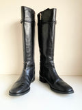 TORY BURCH CALISTA BLACK LEATHER KNEE LENGTH RIDING BOOTS  SIZE 5/38