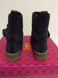 TORY BURCH IRISH CHARCOAL RILEY BUCKLE TRIM SUEDE ANKLE BOOTS SIZE 4/37