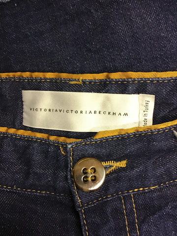 VICTORIA BECKHAM DARK BLUE DENIM MINI SKIRT SIZE 8