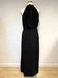 BIBA BLACK JEWEL TRIM KNIFE PLEATED LONG MAXI / EVENING DRESS SIZE 8
