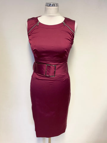 KAREN MILLEN CLARET RED SLEEVELESS OCCASION PENCIL DRESS SIZE 10