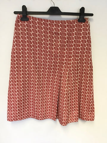 COAST RED & IVORY PRINT A LINE SKIRT & JACKET SUIT SIZE 8/10