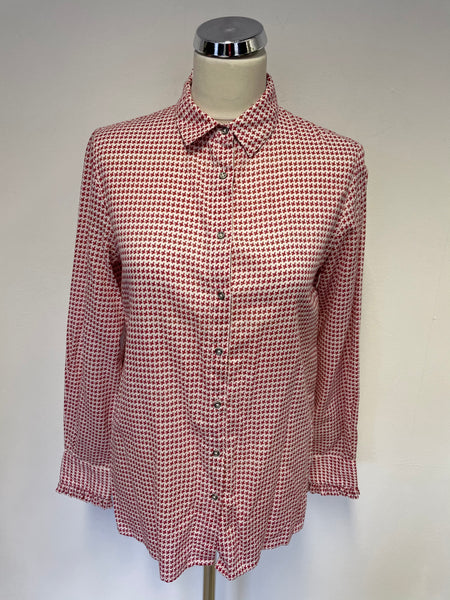 BRORA RED & WHITE PRINT COTTON LONG SLEEVE SHIRT SIZE 10