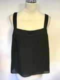 FRANK USHER BLACK BEADED CAMISOLE & SEMI SHEER JACKET SIZE 20