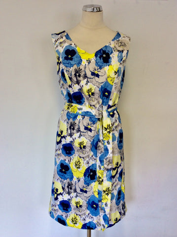 LAURA ASHLEY FLORAL PRINT COTTON TIE BELT DRESS SIZE 14