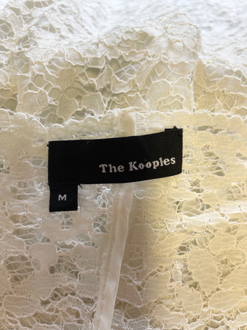 THE KOOPLES IVORY LACE 3/4 SLEEVE PENCIL DRESS SIZE M UK 10