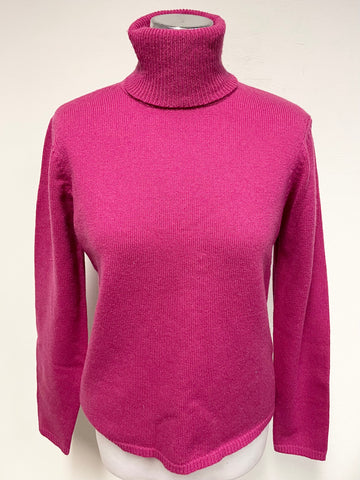 LAURA ASHLEY 100% LAMBSWOOL RASPBERRY POLO NECK JUMPER SIZE M