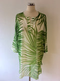 LENNY NIEMEYER GREEN & WHITE PRINT SWIMSUIT & COVER UP SIZE P/S