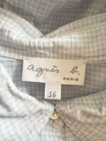 AGNES B PARIS BLUE & WHITE CHECK FINE COTTON SHIRT SIZE 36 UK 8