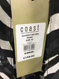 BRAND NEW COAST ADA BARDOT BLACK & WHITE MONO PRINT MIDI DRESS SIZE 10