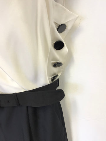 REISS JAMILIA BLACK & IVORY SILK TOP TUXEDO JUMPSUIT SIZE 14