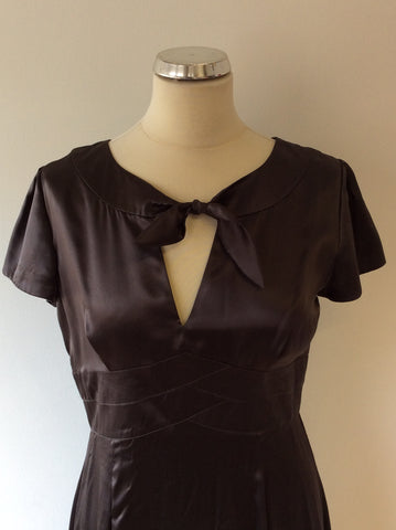 HOBBS BROWN SILK CAP SLEEVE SPECIAL OCCASION DRESS SIZE 10