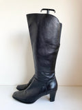 HOBBS BLACK LEATHER KNEE LENGTH HEELED BOOTS SIZE 6/39