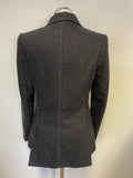 LK BENNETT GREY WOOL WITH PINK STITCH TRIM FITTED TAILORED JACKET SIZE 10