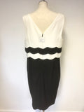 BRAND NEW M&CO BLACK & WHITE SCALLOPED EDGE TRIM SLEEVELESS PENCIL DRESS SIZE 18