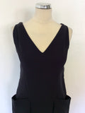 PRADA BLACK SLEEVELESS COTTON DRESS WITH REAR PLEAT DETAIL SIZE 38 UK 6 FIT UK 8/10