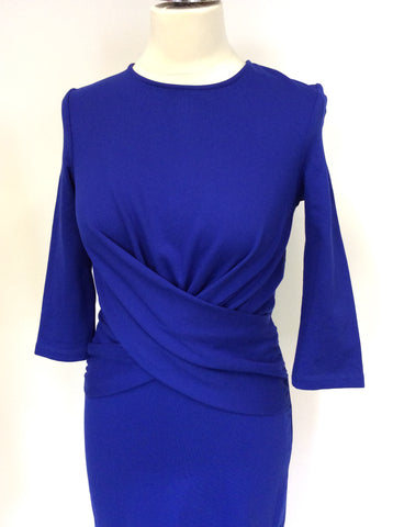 HOBBS BLUE STRETCH PENCIL DRESS SIZE 10