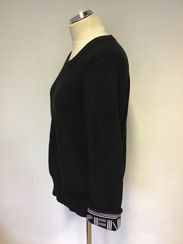 KENZO BLACK COTTON & WOOL BLEND JUMPER SIZE M