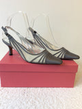 JACQUES VERT GREY SATIN SLINGBACK HEELS & MATCHING BAG SIZE 5/38