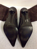 OPPUS DARK BROWN SUEDE & LEATHER HEELED BOOTS SIZE 7/40
